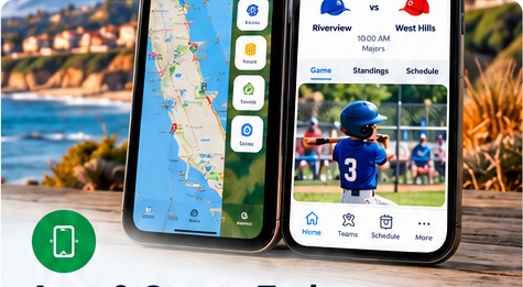 Coastline marine app and Little League baseball app previews
